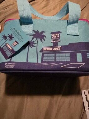 NWT- Trader Joe's Mini Insulated Tote - Teal and Navy
